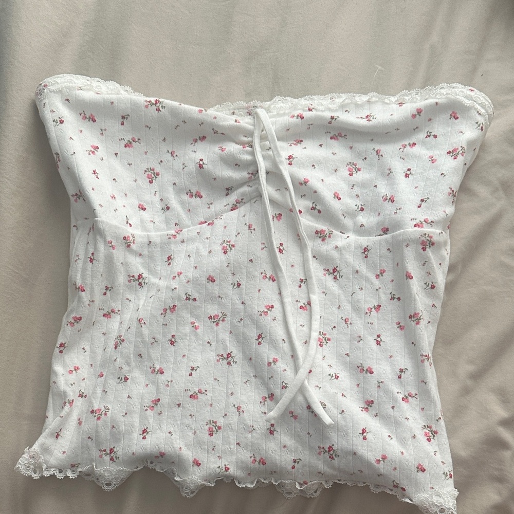 Aeropostale White Floral Lace Tube Top